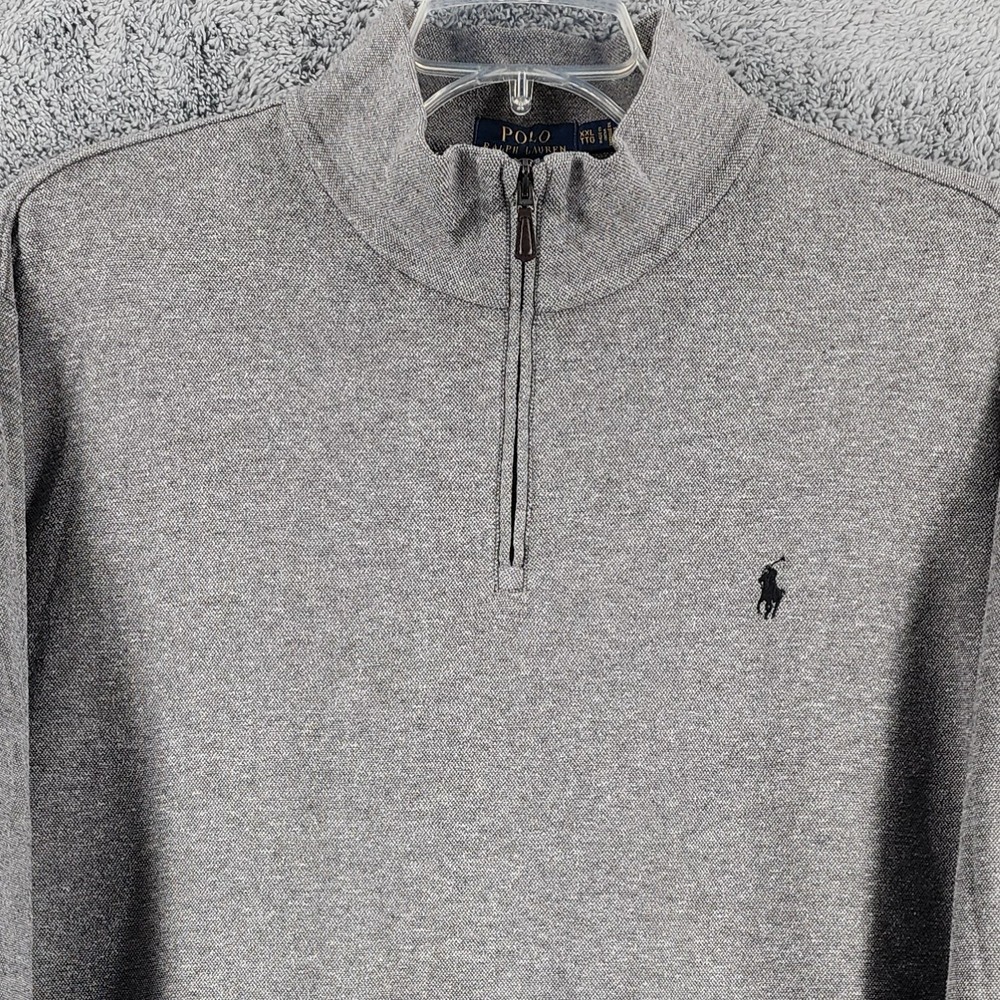 Polo Ralph Lauren‎ Sweatshirt Mens XXL Gray Pullover 1/4 Zip Mock Neck Pony